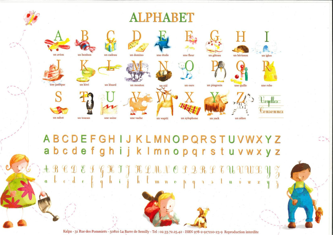 SOUS-MAINS OU SET DE TABLE ÉDUCATIF L 'ALPHABET